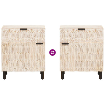 Nachtkastje met lade Wit 50 x 33 x 60 cm Massief Mango Hout