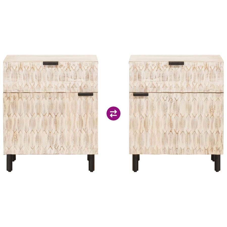Nachtkastje met lade Wit 50 x 33 x 60 cm Massief Mango Hout