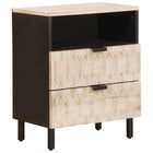 Nightstand with drawer White 50 x 33 x 60 cm Solid Mango Wood