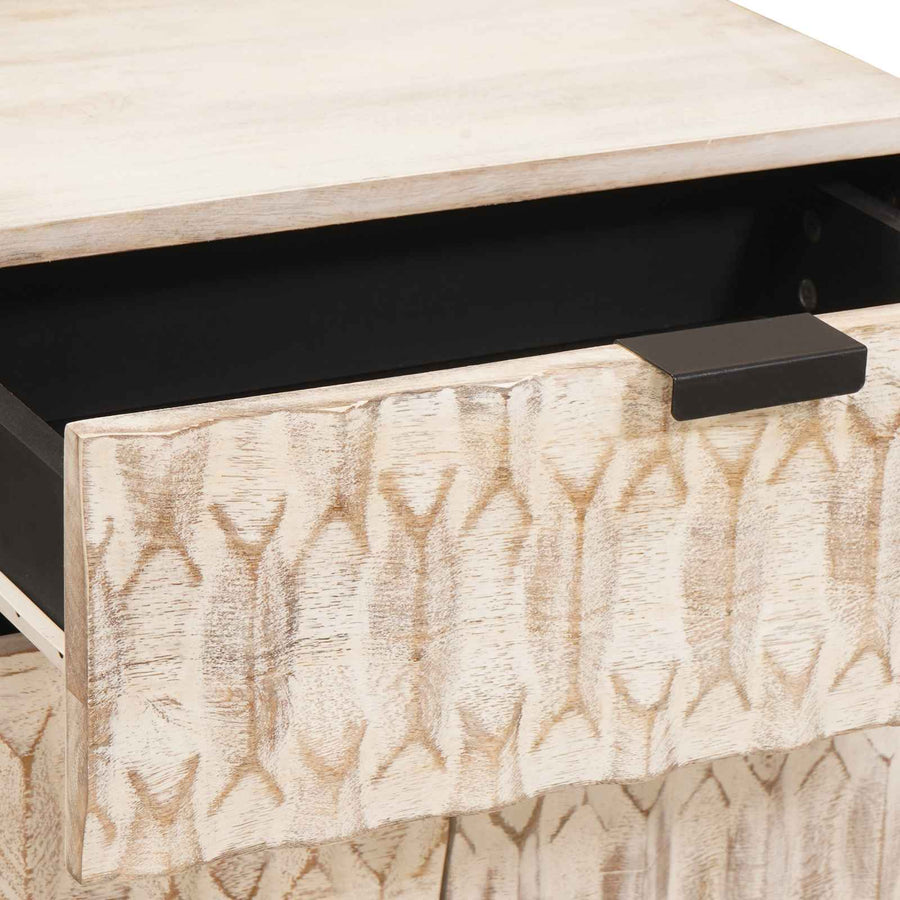 Nachtkastje met lade Wit 50 x 33 x 60 cm Massief Mango Hout