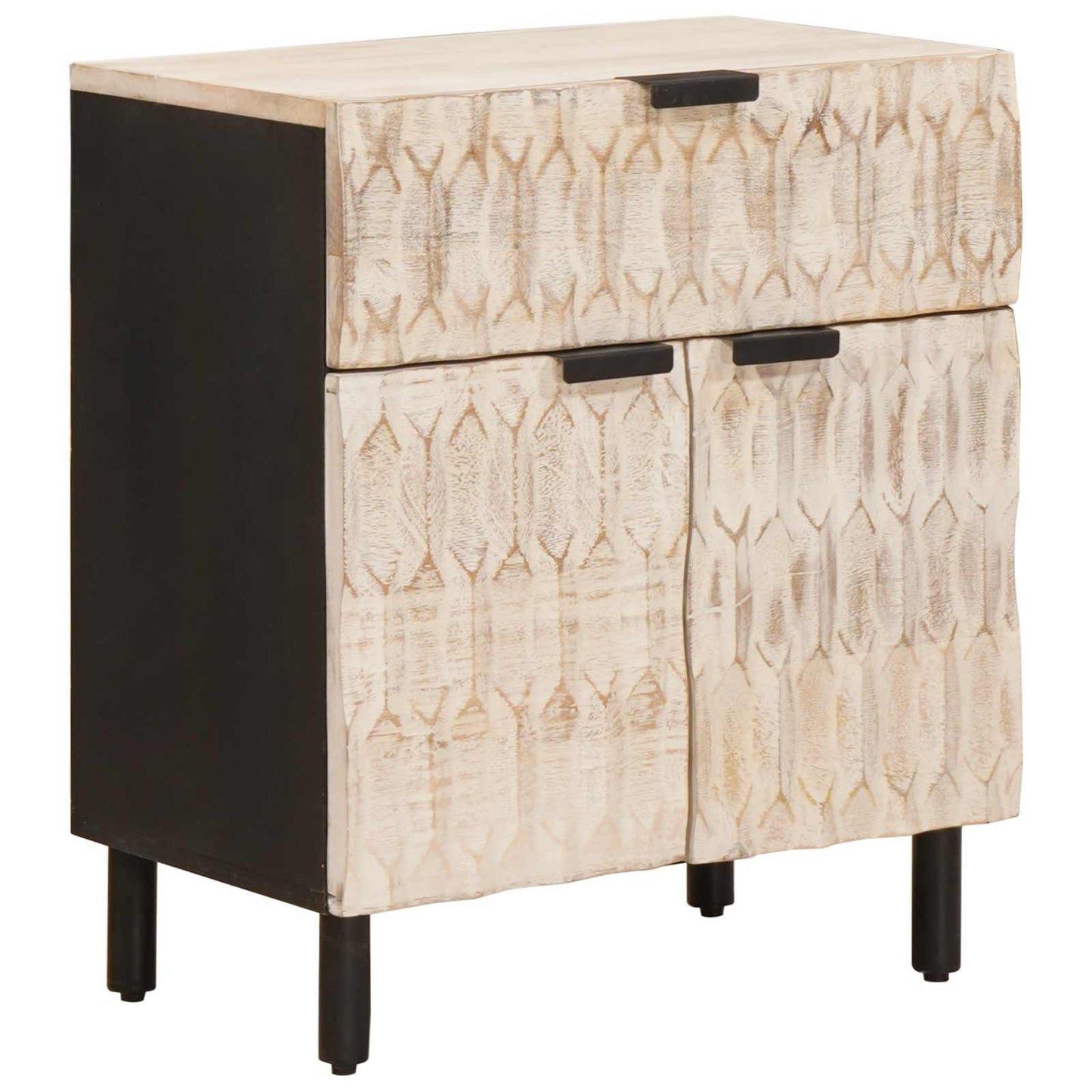 Nachtkastje met lade Wit 50 x 33 x 60 cm Massief Mango Hout