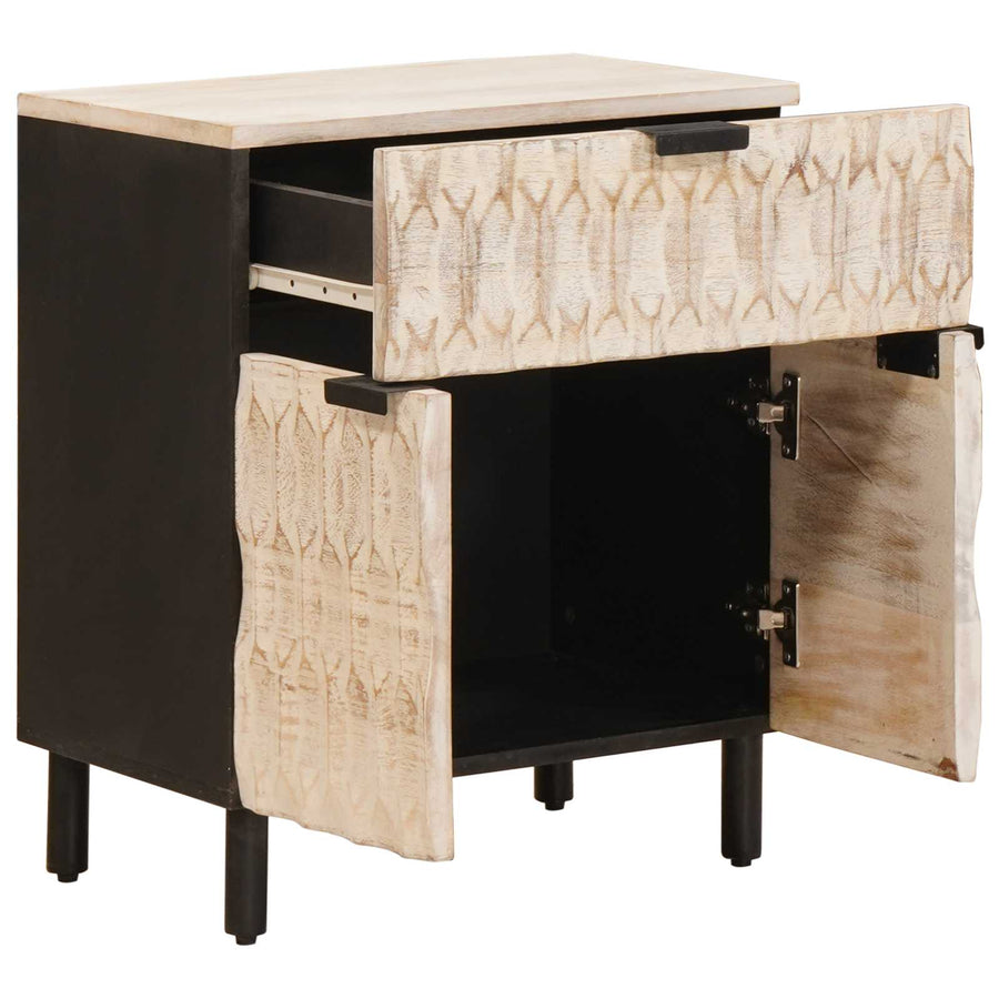 Nachtkastje met lade Wit 50 x 33 x 60 cm Massief Mango Hout