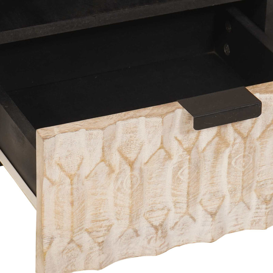 Salontafel met lade Wit 80 x 54 x 40 cm Massief Mango Hout