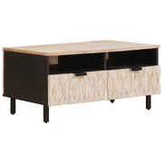 Salontafel massief mangohout wit 80x54x40 cm met lade