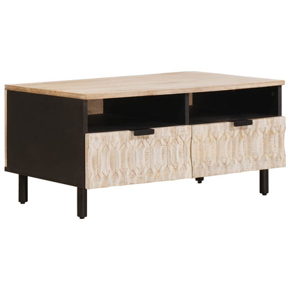 Salontafel met lade Wit 80 x 54 x 40 cm Massief Mango Hout