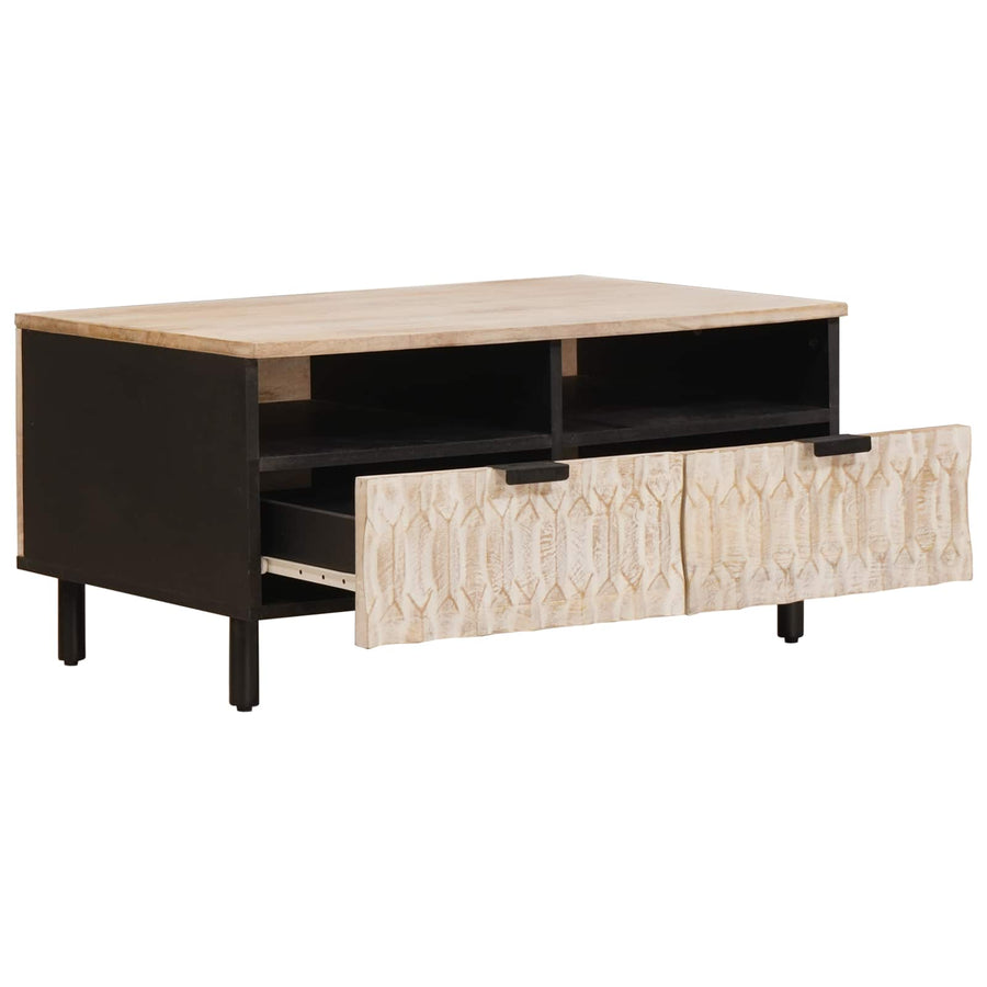 Salontafel met lade Wit 80 x 54 x 40 cm Massief Mango Hout