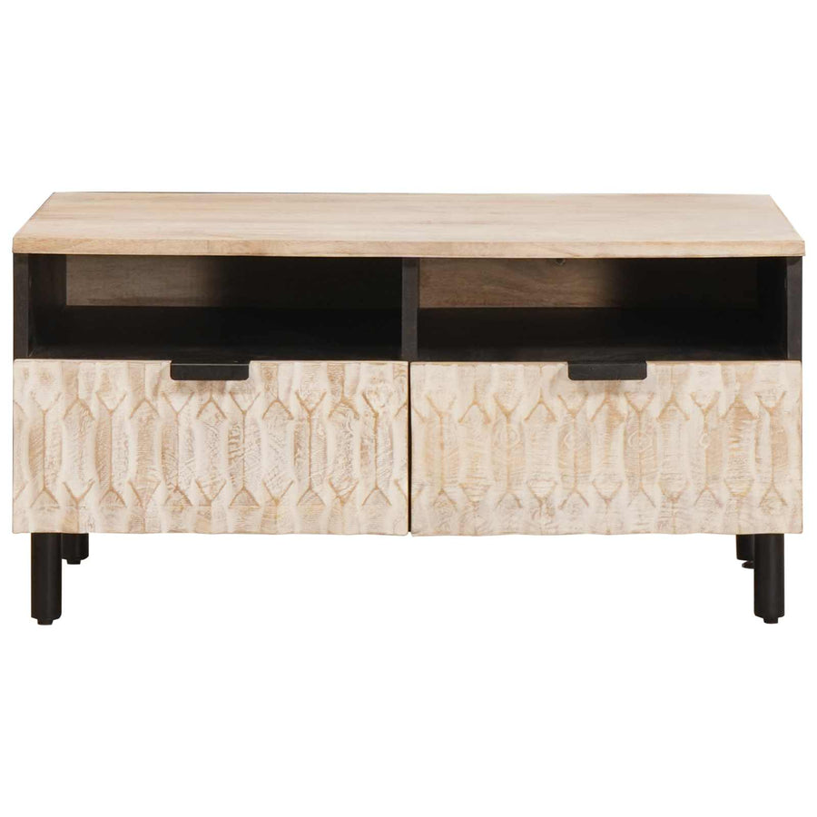 Salontafel met lade Wit 80 x 54 x 40 cm Massief Mango Hout