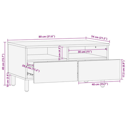 Salontafel met lade Wit 80 x 54 x 40 cm Massief Mango Hout
