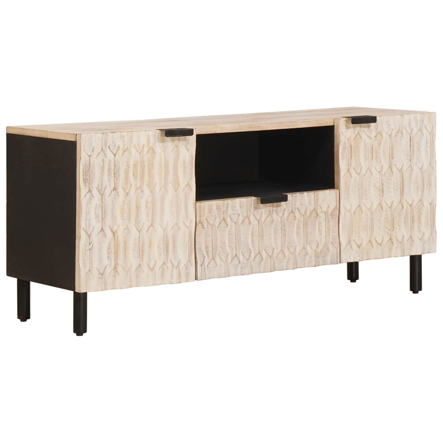 TV-kast met lade Witte Was Afwerking 105 x 33,5 x 46 cm