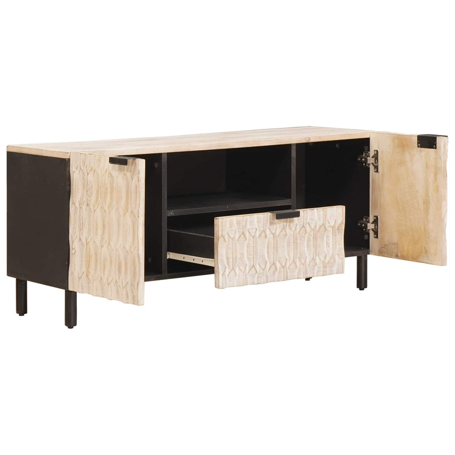 TV-kast met lade Witte Was Afwerking 105 x 33,5 x 46 cm