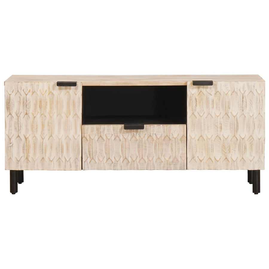 TV-kast met lade Witte Was Afwerking 105 x 33,5 x 46 cm