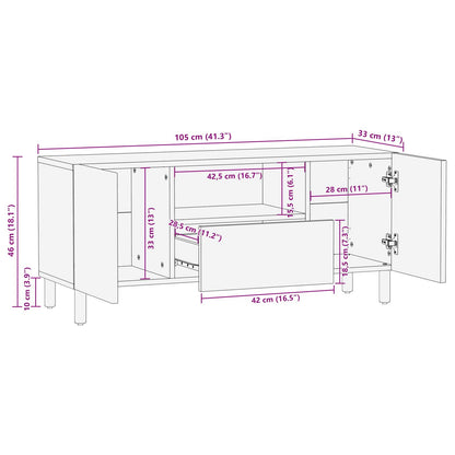 TV-kast met lade Witte Was Afwerking 105 x 33,5 x 46 cm