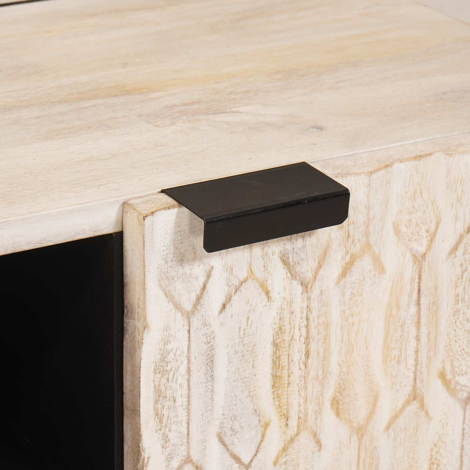 TV-kast met opslag Witte Was Afwerking 80 x 31,5 x 46 cm