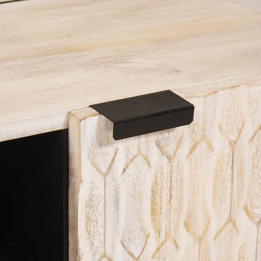 TV-kast met opslag Witte Was Afwerking 80 x 31,5 x 46 cm