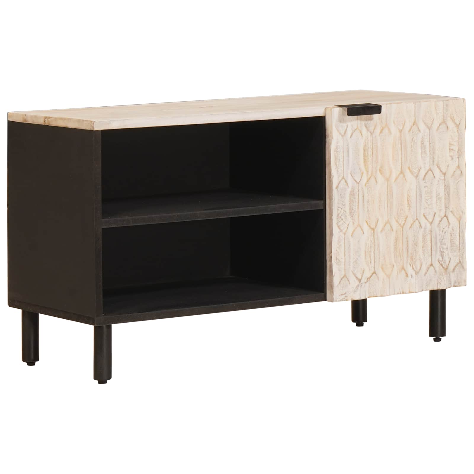TV-kast met opslag Witte Was Afwerking 80 x 31,5 x 46 cm