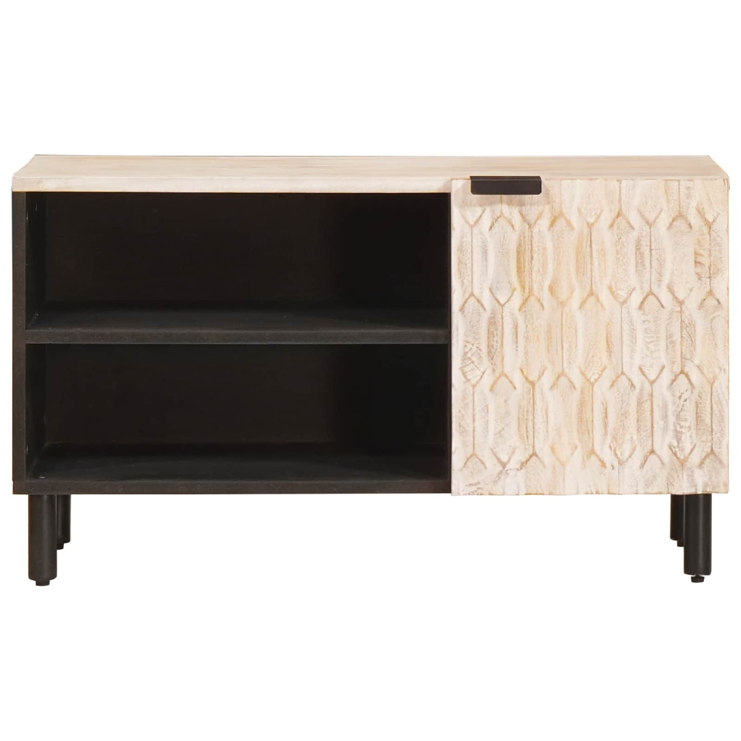 TV-kast met opslag Witte Was Afwerking 80 x 31,5 x 46 cm