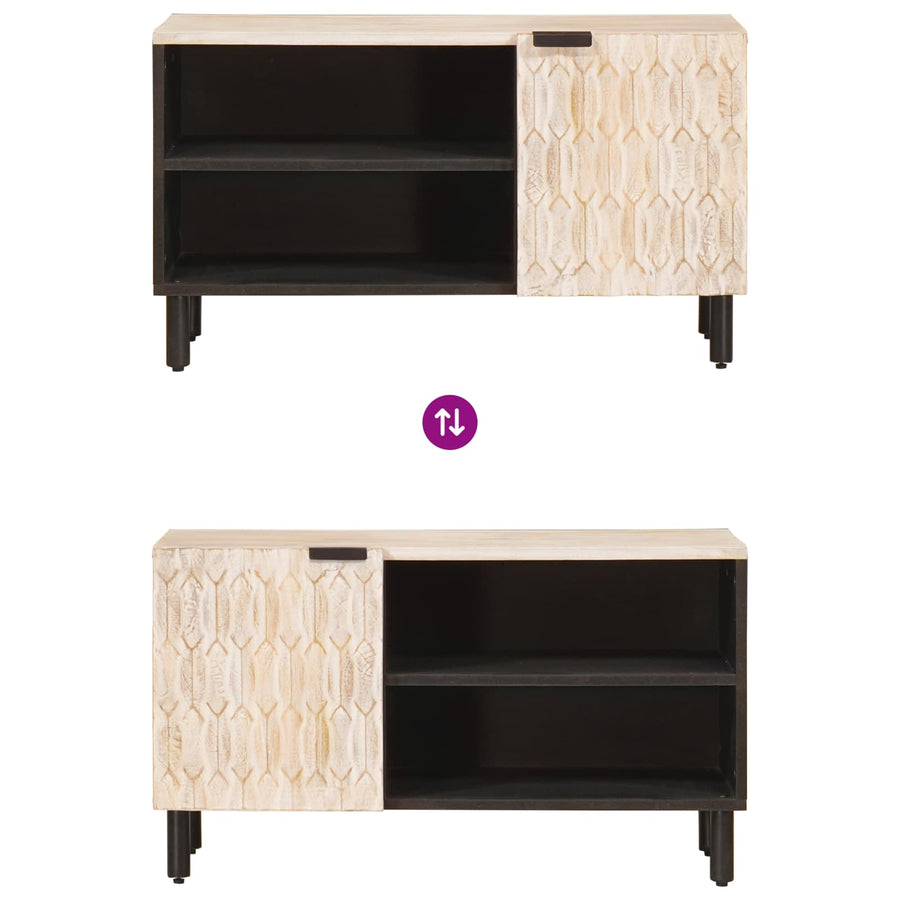 TV-kast met opslag Witte Was Afwerking 80 x 31,5 x 46 cm