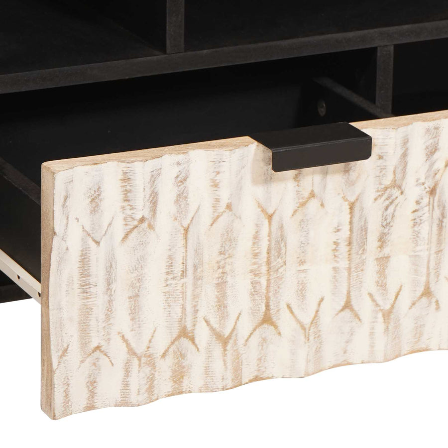 TV-kast met lade Witte Was Afwerking 100 x 33,5 x 46 cm