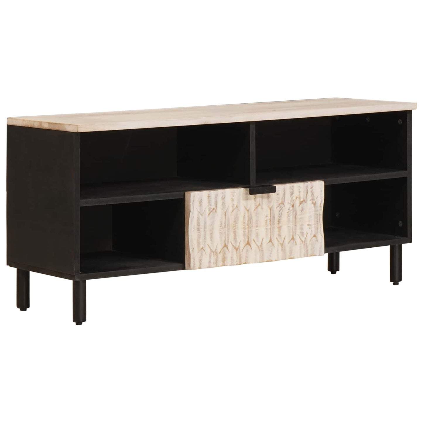 TV-kast met lade Witte Was Afwerking 100 x 33,5 x 46 cm
