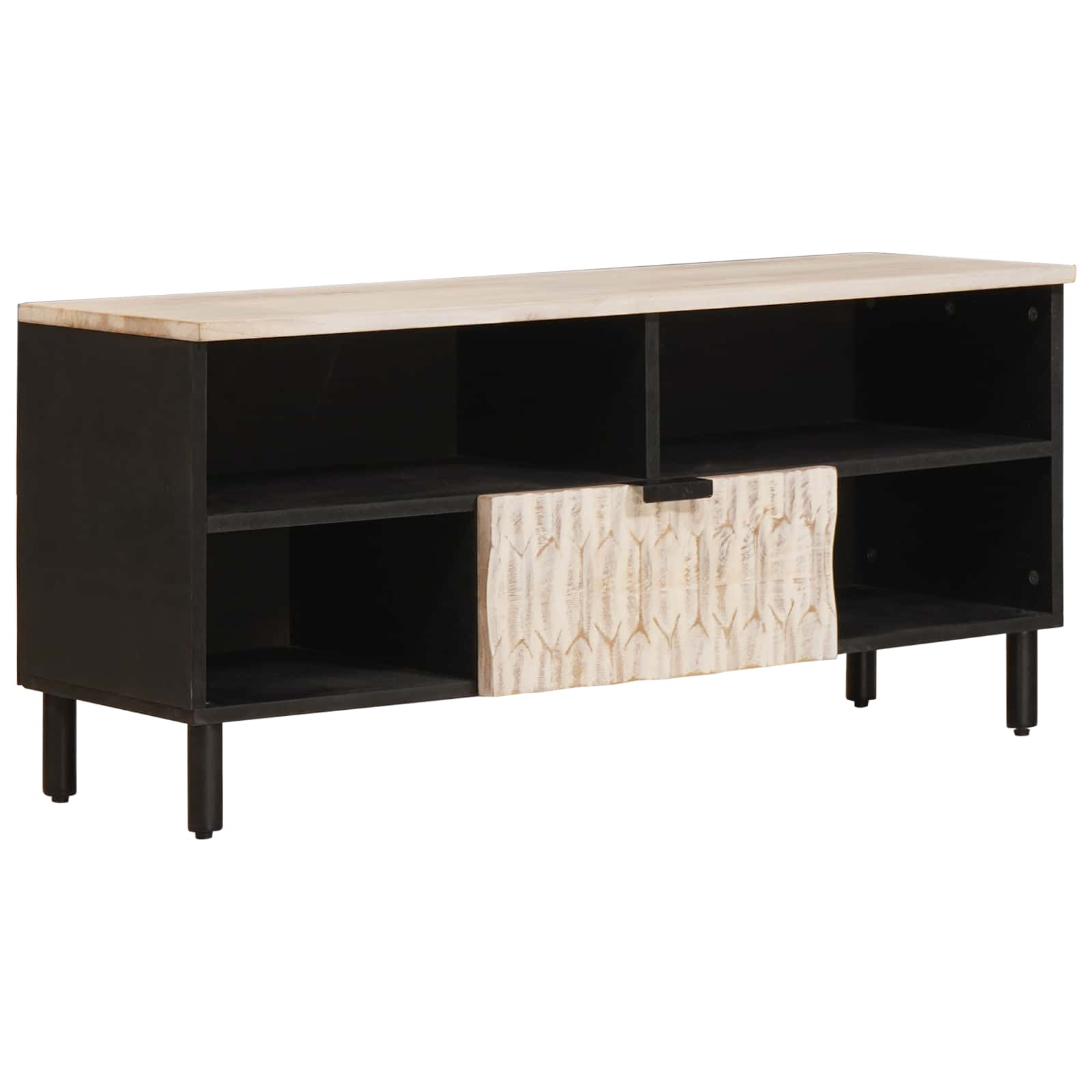 TV-kast met lade Witte Was Afwerking 100 x 33,5 x 46 cm