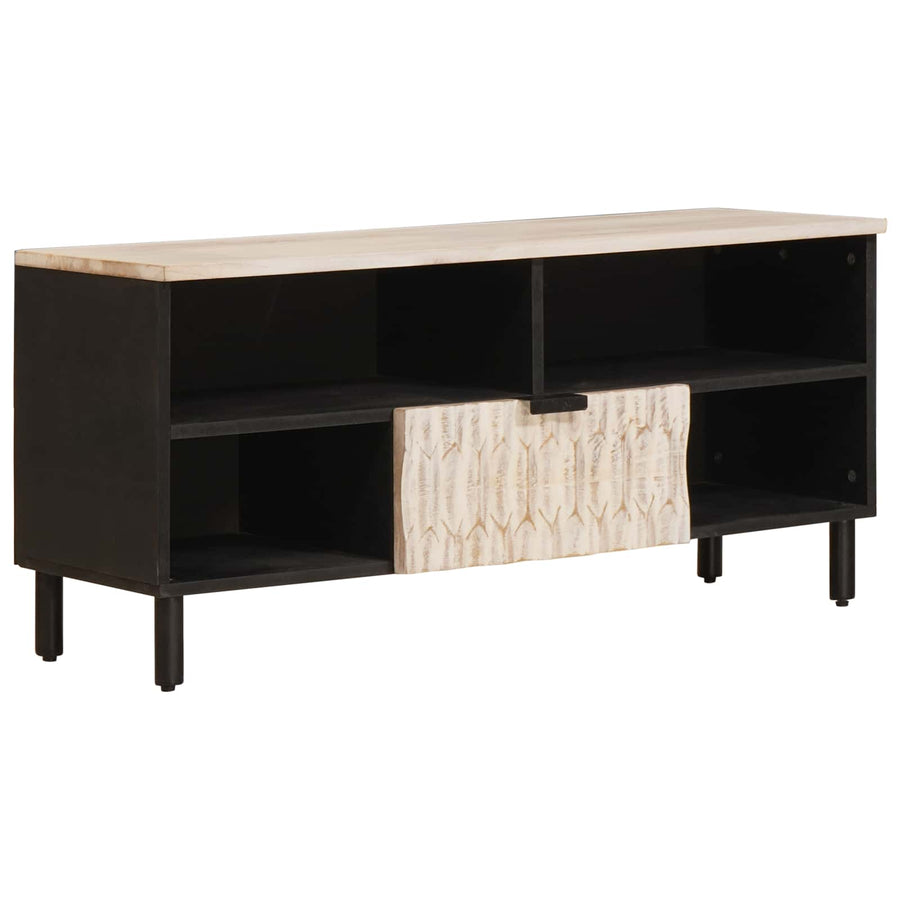TV-kast met lade Witte Was Afwerking 100 x 33,5 x 46 cm