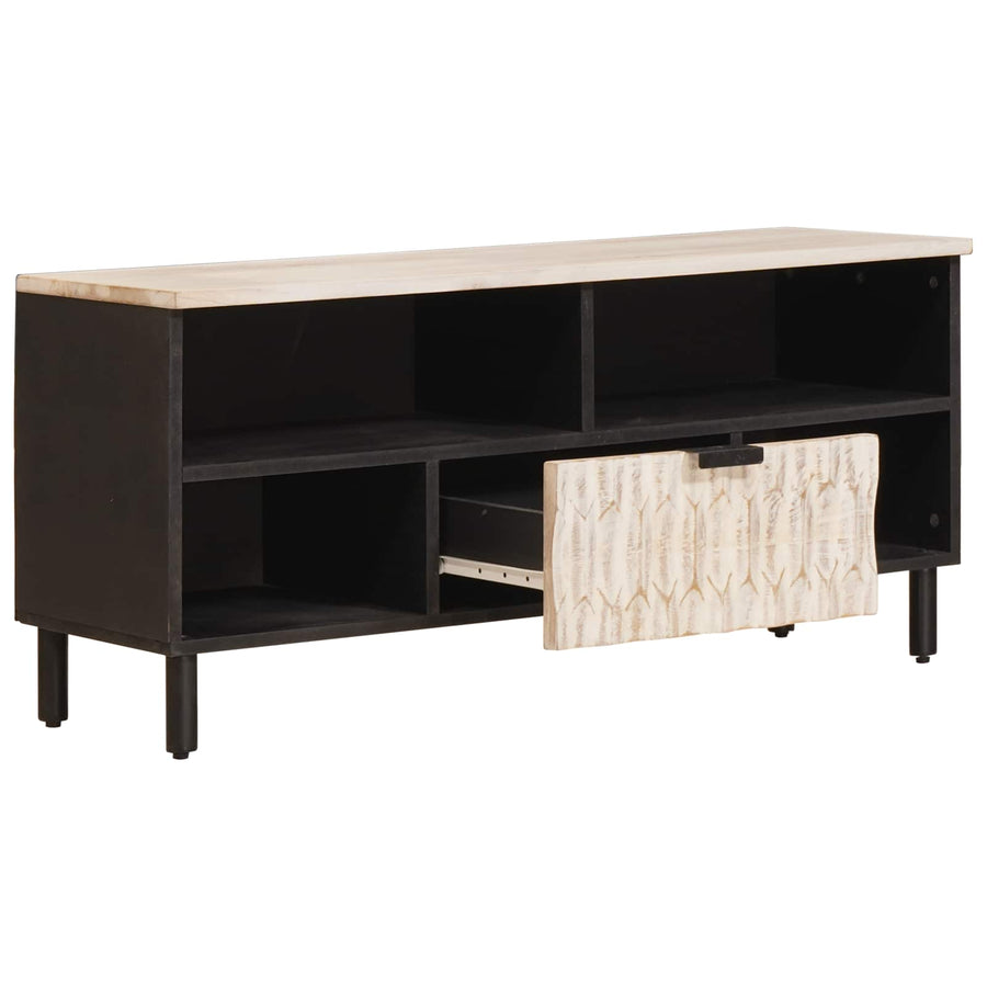 TV-kast met lade Witte Was Afwerking 100 x 33,5 x 46 cm