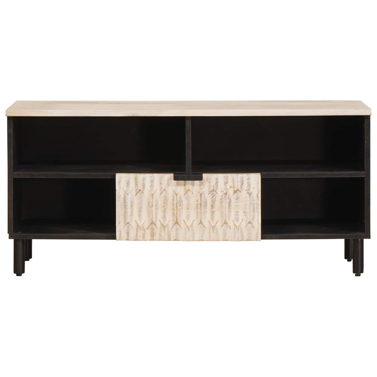 TV-kast met lade Witte Was Afwerking 100 x 33,5 x 46 cm