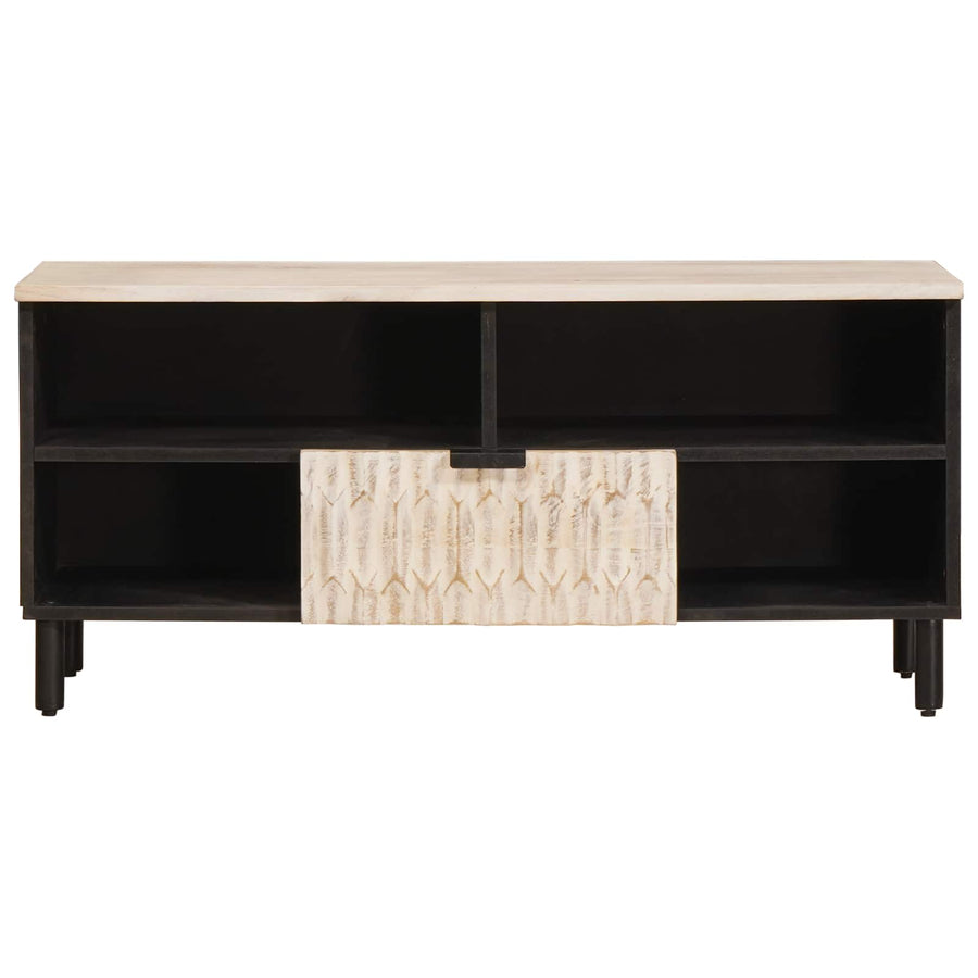 TV-kast met lade Witte Was Afwerking 100 x 33,5 x 46 cm