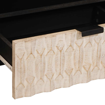 TV-kast met lade Witte Was Afwerking 80 x 33,5 x 46 cm