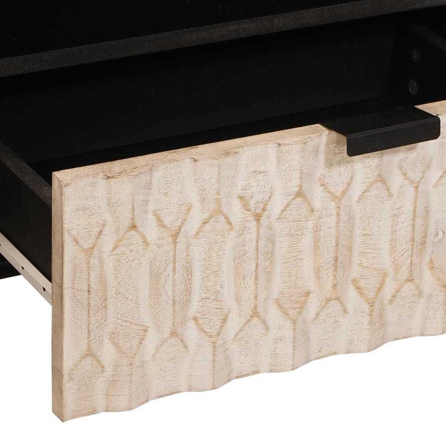 TV-kast met lade Witte Was Afwerking 80 x 33,5 x 46 cm
