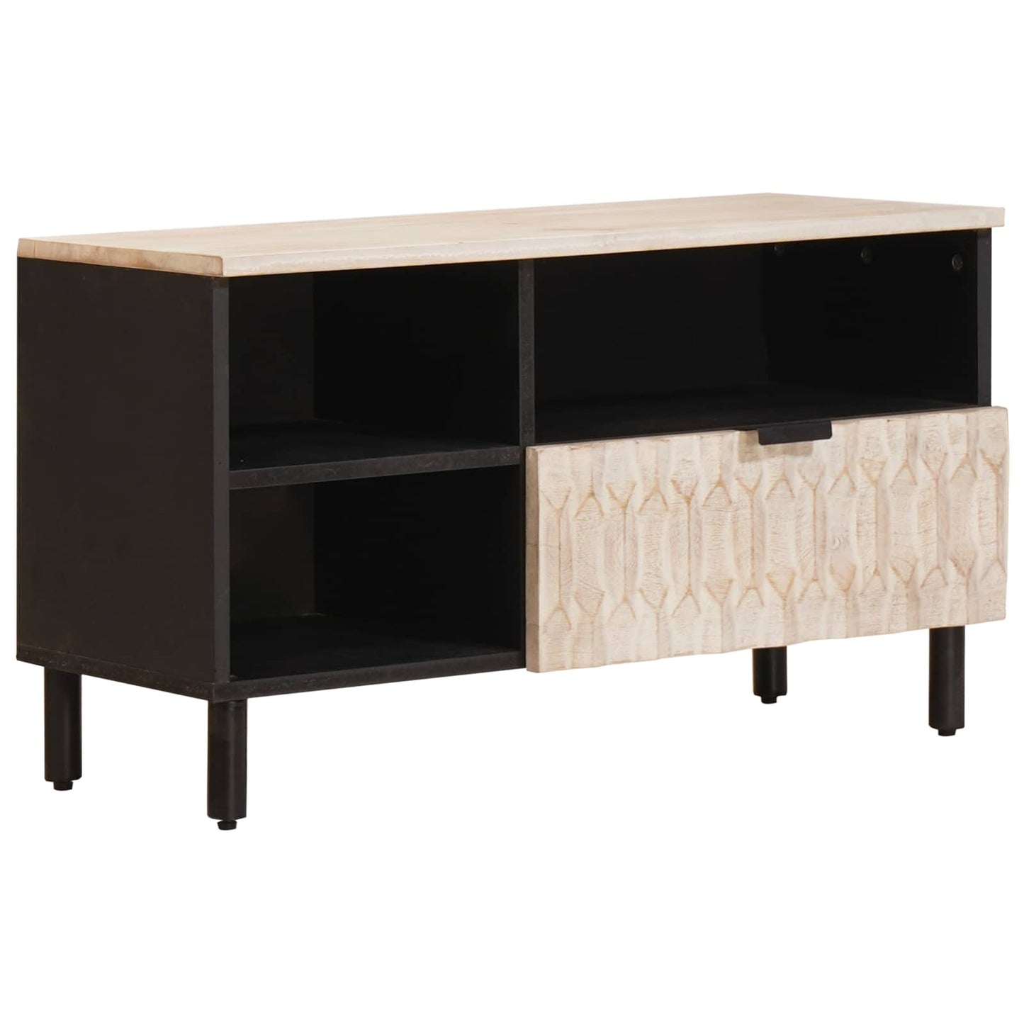 TV-kast met lade Witte Was Afwerking 80 x 33,5 x 46 cm