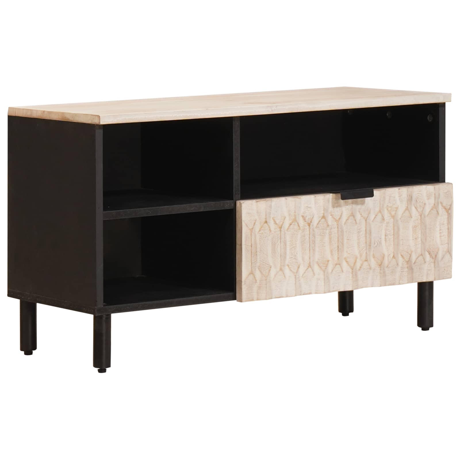 TV-kast met lade Witte Was Afwerking 80 x 33,5 x 46 cm