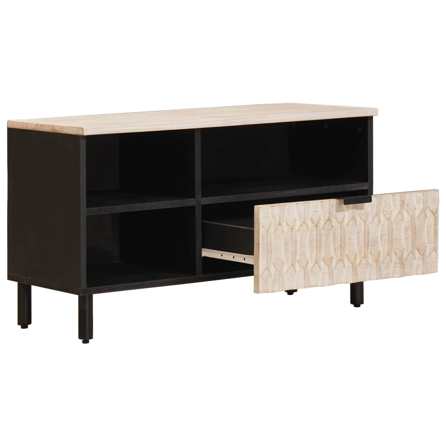 TV-kast met lade Witte Was Afwerking 80 x 33,5 x 46 cm