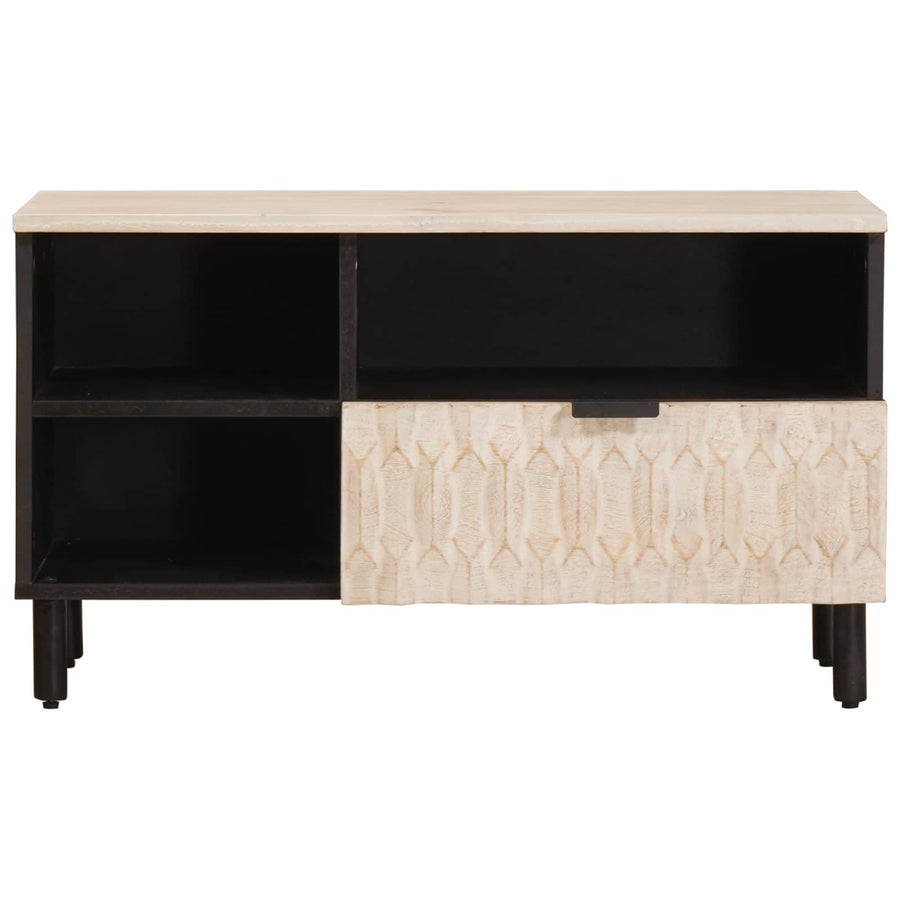 TV-kast met lade Witte Was Afwerking 80 x 33,5 x 46 cm