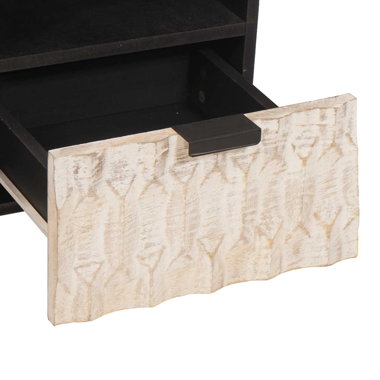 TV-kast met lade Witte Was Afwerking 100 x 33,5 x 46 cm