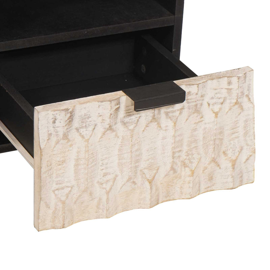 TV-kast met lade Witte Was Afwerking 100 x 33,5 x 46 cm