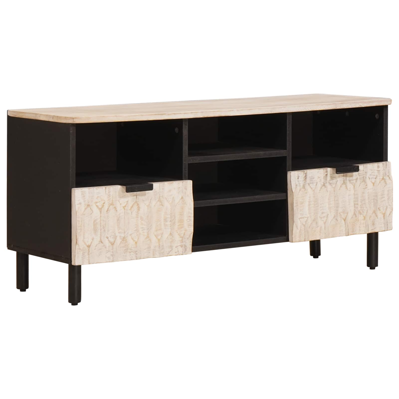 TV-kast met lade Witte Was Afwerking 100 x 33,5 x 46 cm