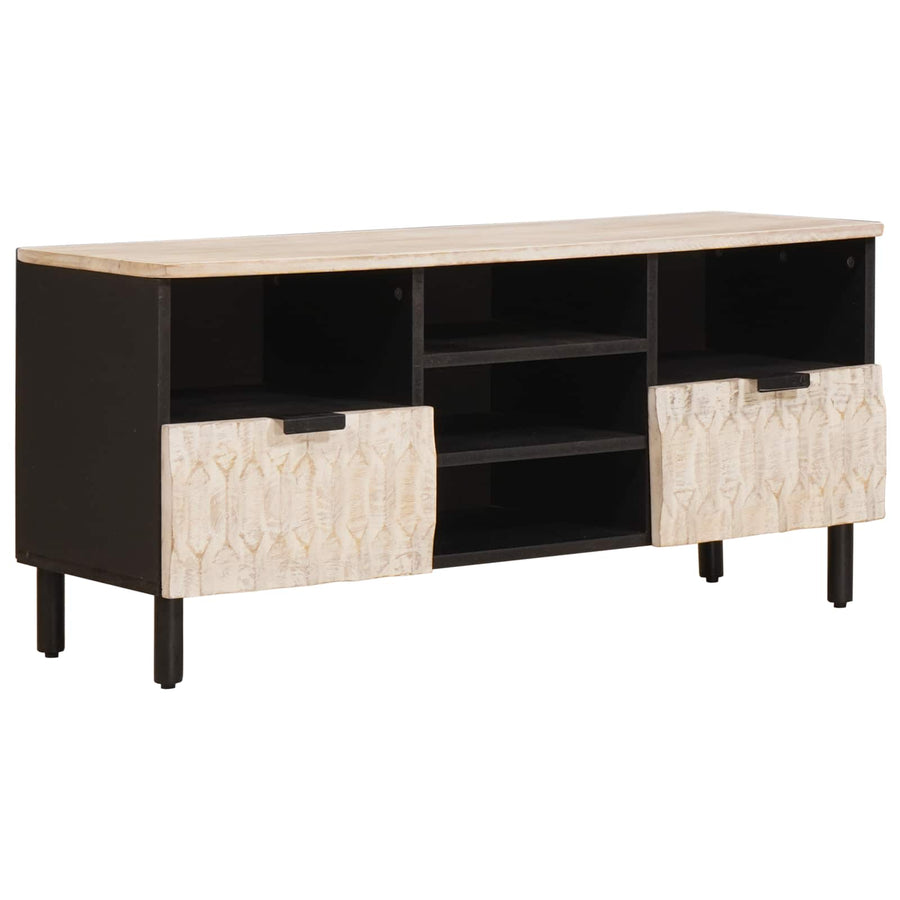 TV-kast met lade Witte Was Afwerking 100 x 33,5 x 46 cm