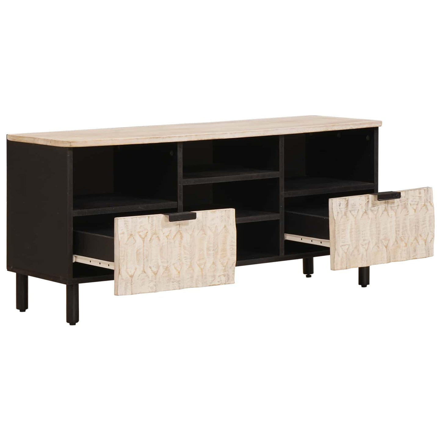 TV-kast met lade Witte Was Afwerking 100 x 33,5 x 46 cm