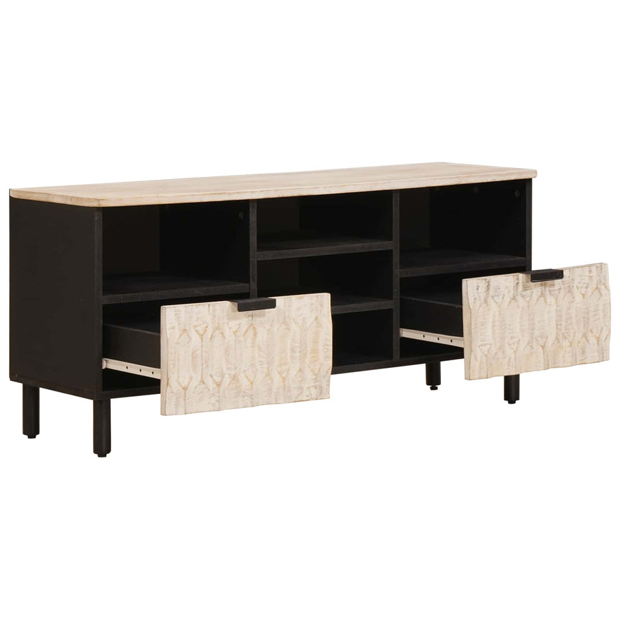 TV-kast met lade Witte Was Afwerking 100 x 33,5 x 46 cm