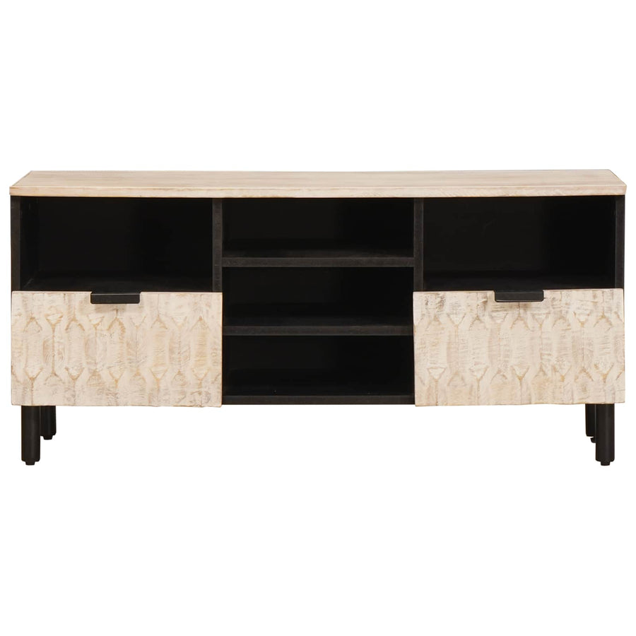 TV-kast met lade Witte Was Afwerking 100 x 33,5 x 46 cm