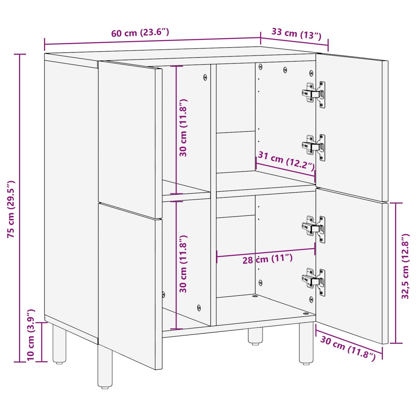 Dressoir Geometrisch Witte Was Afwerking Wit gewassen afwerking