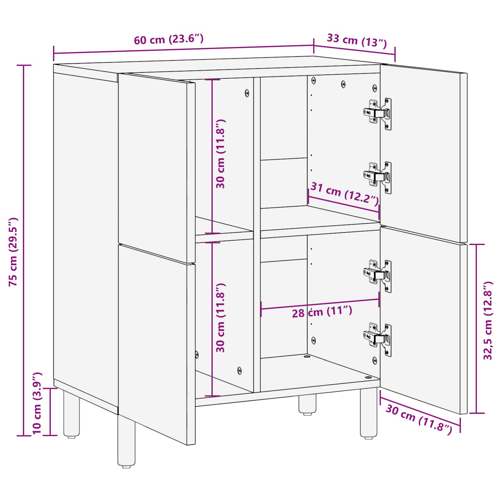 Dressoir Geometrisch Witte Was Afwerking Wit gewassen afwerking