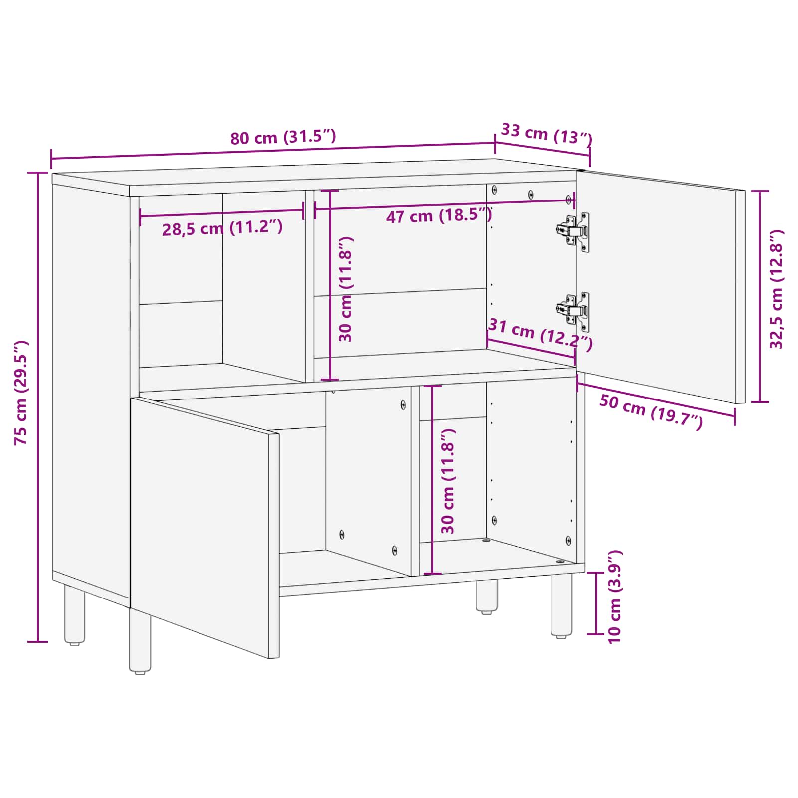 Dressoir Effen Witte Was Afwerking Wit gewassen afwerking