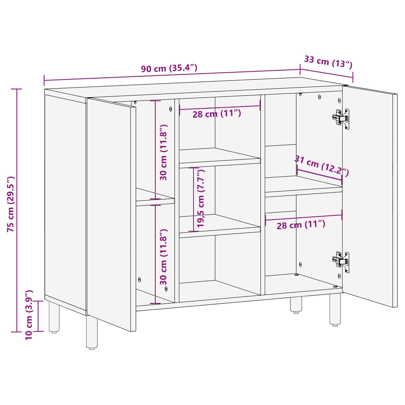 Dressoir Anders Witte Was Afwerking Wit gewassen afwerking