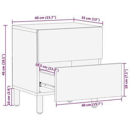 Nachtkastje 2 pcs Bruin 40 x 33,5 x 46 cm Massief Mango Hout