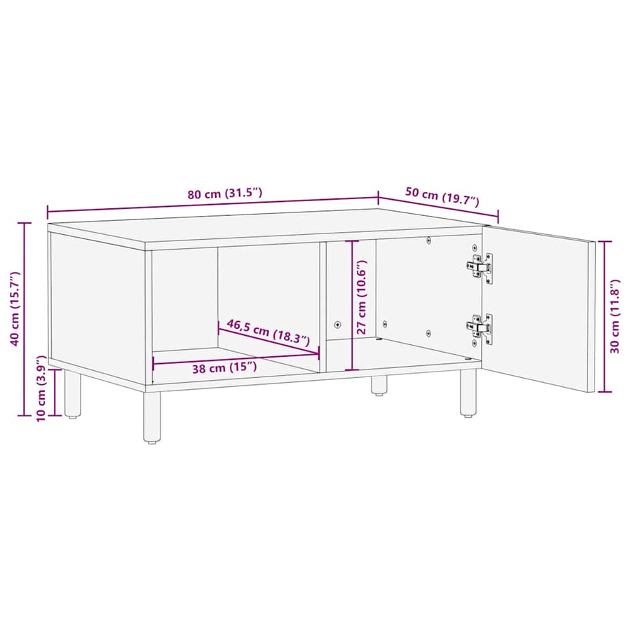Salontafel Bruin 80 x 50 x 40 cm Massief Mango Hout