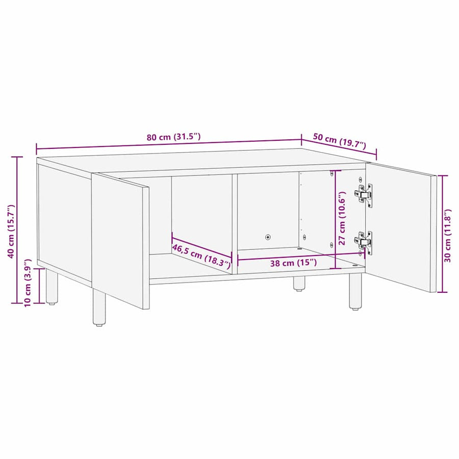 Salontafel Bruin 80 x 50 x 40 cm Massief Mango Hout