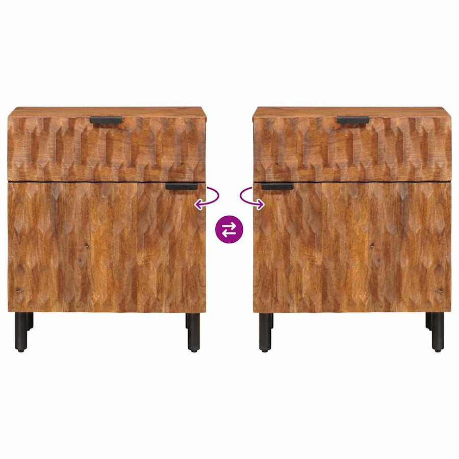 Nachtkastje met lade Bruin 50 x 33 x 60 cm Massief Mango Hout