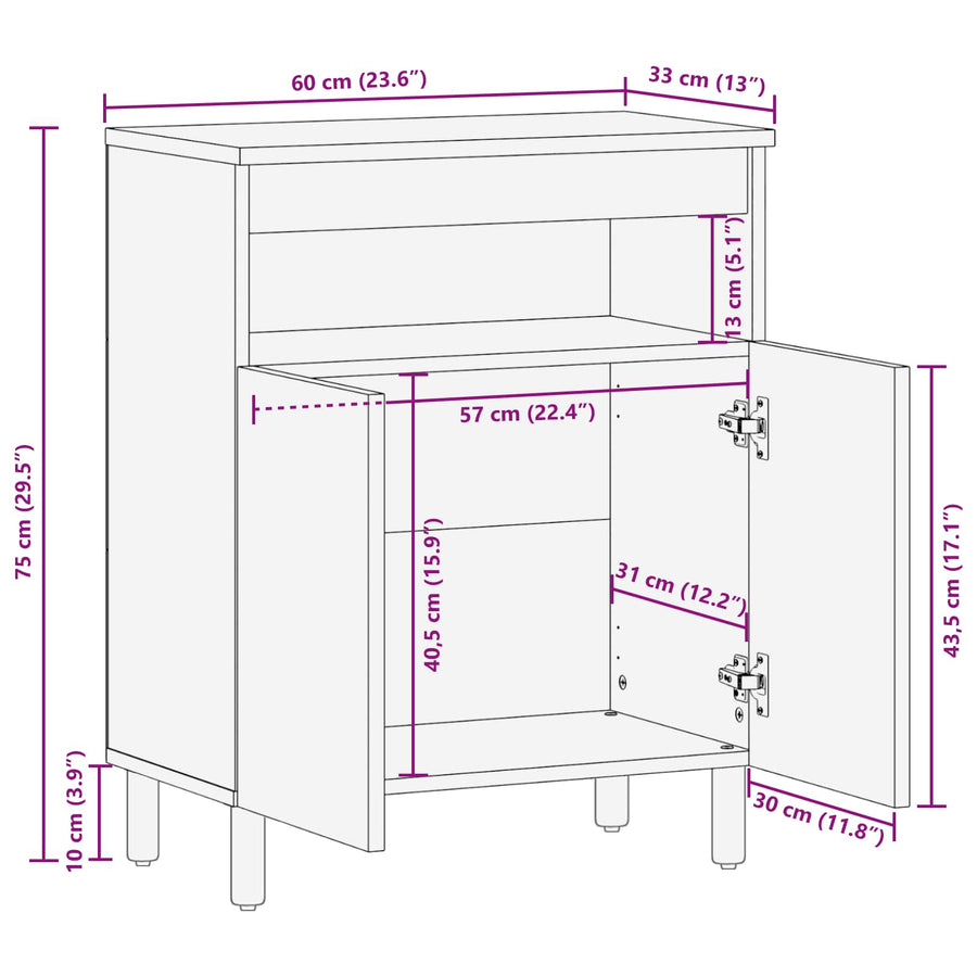 Dressoir Acacia Bruine Afwerking Acacia bruin afwerking